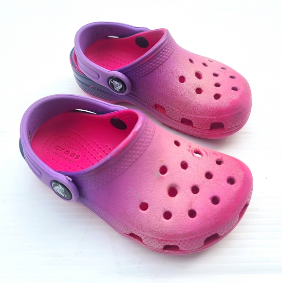 pink and purple crocs